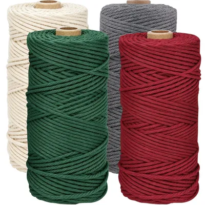 Macramé-Garn 3 mm x 400 m, 4 Farben, Baumwolle, DIY