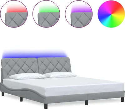 Obrázek produktu pro vidaXL Rám postele s LED bez matrace světle šedý 180x200 cm látka