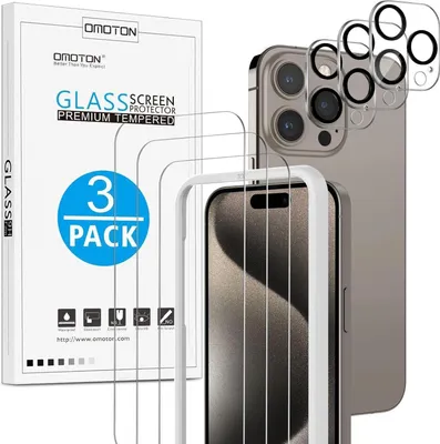 Produktbild von OMOTON iPhone 15 Pro Panzer Schutzglas 6,1 Zoll 9H Härte 3+3