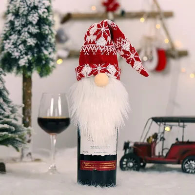 Produktbild von K Weihnachtsweinflaschenabdeckung gesichtsloser Weihnachtsmann - Set von 3 Stück