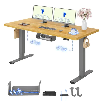 Produktbild von FLEXISPOT E1 Pro Elektrisch Höhenverstellbarer Schreibtisch 140x80cm 25MM EINTEILIGE TISCHPLATTE Doppelmotor 120KG Tragkraft, 4 Speicherplätze (Ahorn)