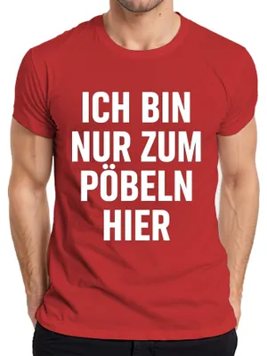Immagine prodotto di T-shirt da uomo "Sono qui solo per fare il buffone. Umorismo sarcastico e provocatorio", colore rosso, taglia XXL