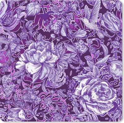 Produktbild von MuchoWow® Mauspad Mousepad Kolibri - Rosen - Lila 20x20 cm - Mousepads - Maus Mat - Pad - Mausunterlage - Desk Mat - Bureauartikeln