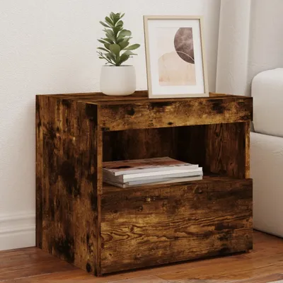 Produktbild von Maison Exclusive - Nachttische mit LED-Leuchten 2 Stk. Räuchereiche 50x40x45 cm