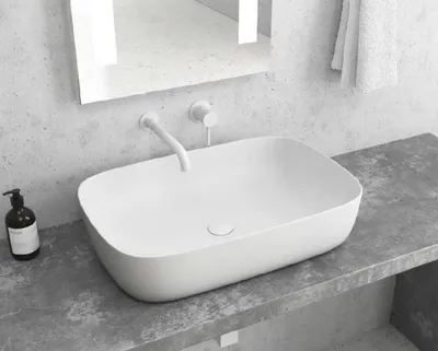 Produktbild von Rechteckiges Waschbecken MILOS als Aufsatzbecken 60x39x14,5 cm KARAG Farbe des Waschbeckens: Weiß,