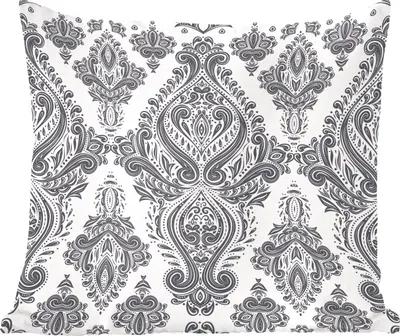 Produktbild von MuchoWow® Zierkissen Sofakissen Wohnzimmer Dekokissen 40x40 cm Muster - Perserteppich - Grau - Weiß - Foto Kissen - Schlafzimmer Dekoration
