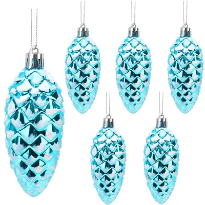 6er-Pack glitzernde Tannenzapfen-Weihnachtskugeln, 90 mm