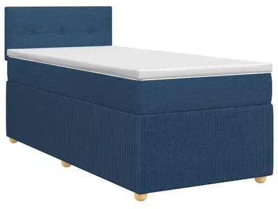 Image de vidaXL Lit boxspring avec matelas avec tête de lit bleu 90 x 190 cm Tissu
