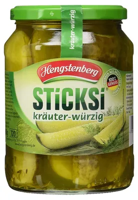 Immagine prodotto di Cetriolini piccanti alle erbe Hengstenberg Sticksi in barattolo 670g