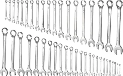 Image de SucceBuy Jeu de 44 clés à fourche (SAE et métriques), jeu de clés à douille à 12 pans avec sacoche pratique, en acier au carbone robuste, idéal pour les réparations automobiles polyvalentes