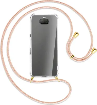 Produktbild von Handykette Backcover-Schutzhülle mit Band (Metall goldfarben) für Sony Xperia 10 Plus - rose peach