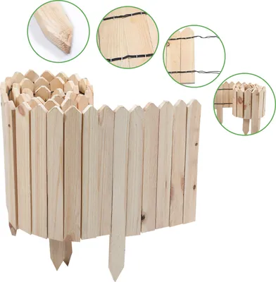 Obrázok produktu pre Aopunly lemovanie trávnika Rollborder borovicové drevo drevený plot Rolborder 200 * 10 * 1,5 cm neošetrené lemovanie záhonu lemovanie trávnika záhradný plot drevený dekoratívny plot