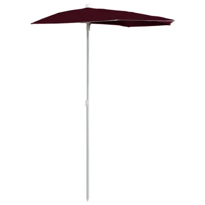 Image de vidaXL Demi-parasol avec mât 180x90 cm rouge bordeaux