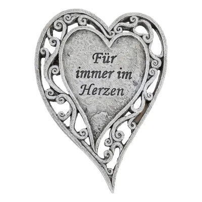 Produktbild von Grabdeko Herz "Für immer im Herzen" 9 x 13 cm - Grabschmuck - Grabverzierung - Grabherz - Gedenktafel - Deko Friedhof