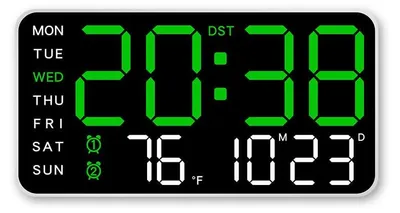Digitalwecker mit Sprachsteuerung, LED, Temperatur, 2 Alarmen, 21,5x11x2,7 cm