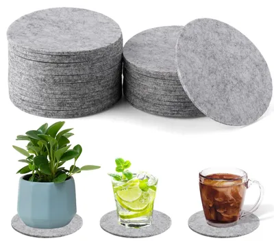 30 runde Filzuntersetzer, grau, 10 cm, 3 mm dick