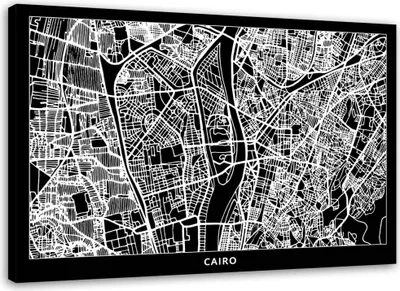 Produktbild von Leinwandbild kairo - stadtplan 90x60 cm Feeby grau wandbild bereit zum aufhängen