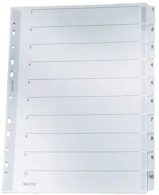 Produktbild von Leitz 4324-00-00 4324 Zahlenregister - 1-10, A4, Karton, 10 Blatt, grau