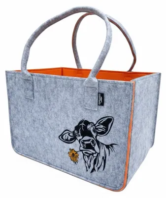 Produktbild von Camolo Filz Einkaufstasche COW grau/orange