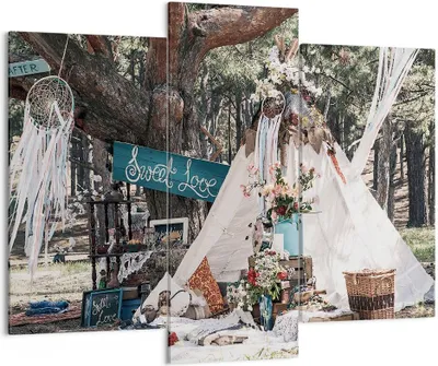 Produktbild von Bild auf Leinwand - Leinwandbild - 3 Teile - Jungvermählten Liebe Landschaft - 130x100cm - Wand Bild - Wanddeko - Wandbilder - Leinwanddruck - Bilder - Wanddekoration - Leinwand bilder CB130x100-4642