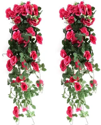 Produktbild von 2 Stück 90 cm hangende Kunstblumen für Haus und Garten, Mauerversion, rosa