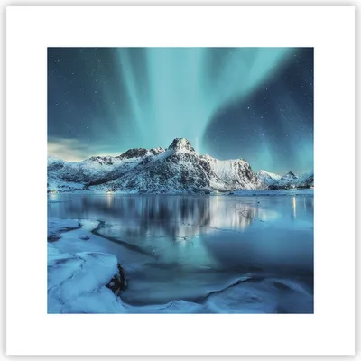 Produktbild von Poster - Poster ohne Rahmen - Morgendämmerung Polar Berge - 30x30 cm - Wand Bild - Wanddeko - Wandbilder - Kunstposter - Wandposter - Bilder - Kunstdruck - Wanddekoration - Wandbild - P2XAC30x30-4196
