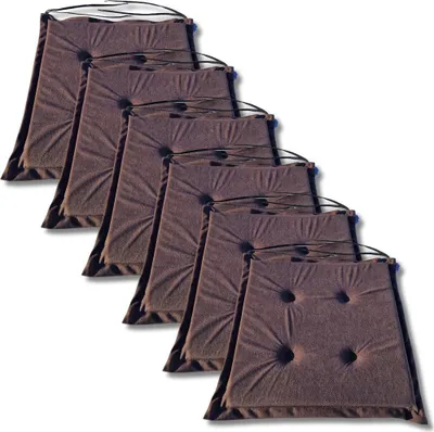 Zdjęcie produktu dla Komplet 6 poduszek na krzesła 40x40x3 cm miękkie ozdobne do jadalni 1021