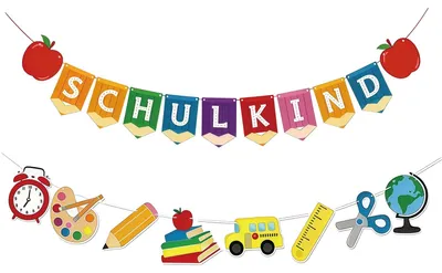 Productafbeelding van Decoratieset voor de schoolstart 2026 voor meisjes met kleurrijke slingers