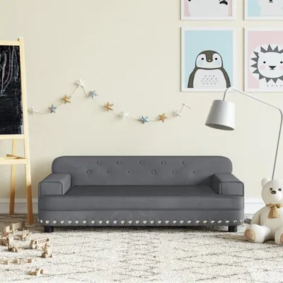 Image de The Living Store canapé pour enfants gris foncé 90x53x30 cm velours