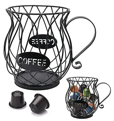 Kaffee-Kapselhalter aus Metall, 15x12x9,2 cm, schwarz