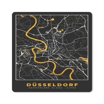 Produktbild von MuchoWow® Mauspad Mousepad Düsseldorf - Stadtplan - Karte - Gold - Deutschland 20x20 cm - Mousepads - Maus Mat - Pad - Mausunterlage - Desk Mat - Bureauartikeln