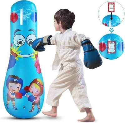Produktbild von Famanu aufblasbare Boxsack für Kinder - 47 Zoll, freistehend, geeignet für Boxen, Karate und Taekwondo