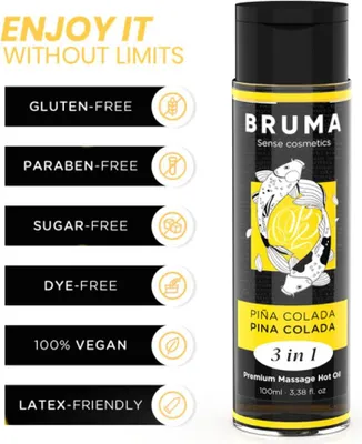 Immagine prodotto di Bruma - Olio Da Massaggio Premium Effetto Calore Sapore Pina Colada 3 In 1 - 100 Ml