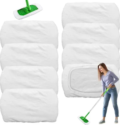 Produktbild von Bodentücher für Swiffer Sweeper Mop, 25,4 x 11,5CM Trockene/Feuchte Bodentücher, Wiederverwendbar und Ideal für Swiffer Bodenwischer Wet & Dry Starter Weiß