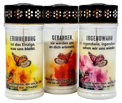 Produktbild von 3er SET Trauerlicht PREMIUM 4 Tage "SCHMETTERLING"