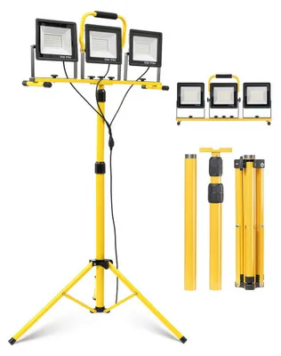 LED-Baustrahler 210W, 20000LM, 3 Köpfe, IP66, mit Stativ, 5m Kabel