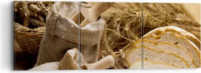 Produktbild von Bild auf Leinwand - Leinwandbild - Brot Essen Holz - 90x30cm - Wand Bild - Wanddeko - Wandbilder - Leinwanddruck - Bilder - Kunstdruck - Wanddekoration - Leinwand bilder - Wandkunst - CA90x30-2398