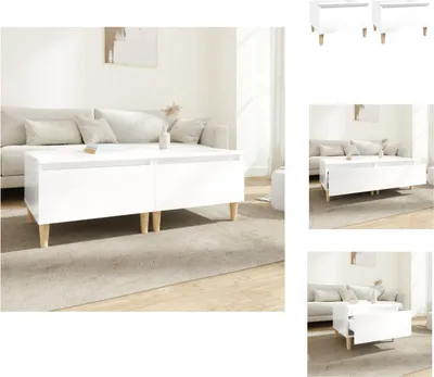 Obrázok produktu pre vidaXL Bočné stoly 2 ks. Vysokolesklý biely 50x46x35 cm Materiál na báze dreva - Bočné stolíky