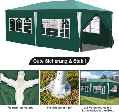 Produktbild von Faziango Pavillon 3x6m mit Seitenwänden Tasche Wasserdicht UV-Schutz 50+Gartenpavillon Gartenzelt Partyzelt Grün
