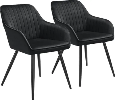 Image de Chaise MARILYN en velours - noir/noir, Lot de 2
