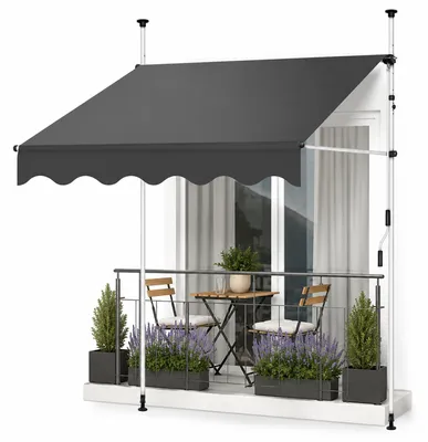 Immagine prodotto di Tenda a pinza Mucola tenda da balcone regolabile in altezza senza foratura tenda da sole protezione solare protezione dal vento - grigio 350 x 120 cm