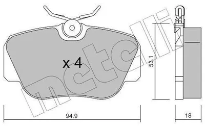 Produktbild von METELLI 22-0041-0 Bremsbeläge Satz Vorne Bremsklötze passend für MERCEDES-BENZ 190 (W201)