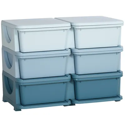 Productafbeelding van Opbergdoos voor kinderen, kinderopbergdoos, 3 lades, blauw