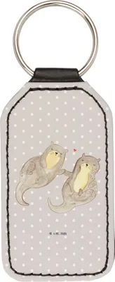 Produktbild von Mr. & Mrs. Panda Schlüsselanhänger Otter Hände halten - Grau Pastell - Geschenk, Liebe, Mit Spruch, schlüsselbund anhänger, Seeotter, für schlüssel, Verliebt, Paar