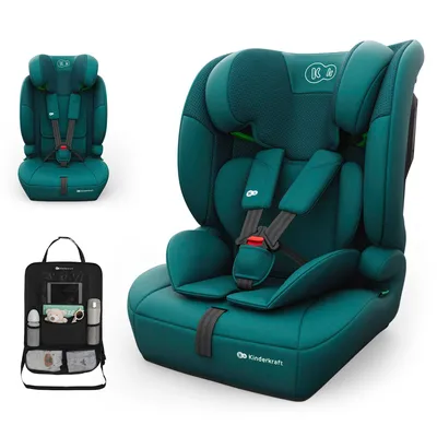 Obrázok produktu pre Kinderkraft COMFORT UP 2 PLUS, detská autosedačka, 76-150 cm, i-Size R129, 3 v 1, 5-bodový bezpečnostný systém, nastaviteľná opierka hlavy, zelená, s držiakom na príslušenstvo do auta