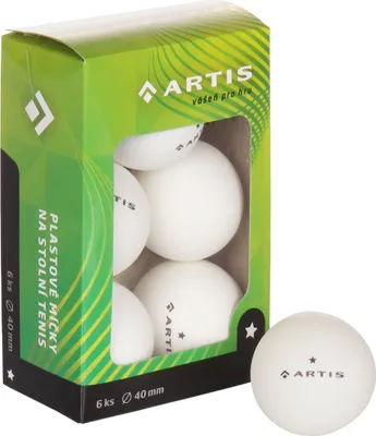 Obrázek produktu pro Artis 1 hvězda míčky na stolní tenis bílá balení 6 ks