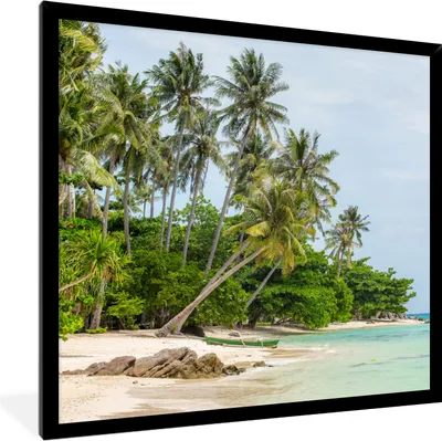 Produktbild von MuchoWow® Gerahmtes Poster Palmen - Strand - Sommer - Tropisch 40x40 cm - Poster mit Schwarzem Bilderrahmen Wandposter Rahmen Foto Bilder - Mit Rahmen - Wanddekoration Schlafzimmer