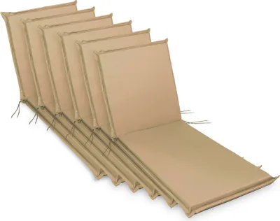 Produktbild von sunnypillow 6 Stück Liegenauflagen 190 x 60 Auflage Polster für Gartenmöbel extra dick 9cm waschbar wasserdicht Polsterauflagen für Gartenliege Sonnenliege Liegestuhl Kissen Beige