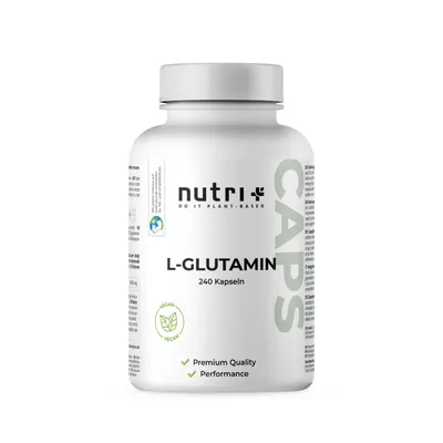 Produktbild von nutri+ L-Glutamin Kapseln - veganes Glutamin 240 Kapseln - hochdosiert