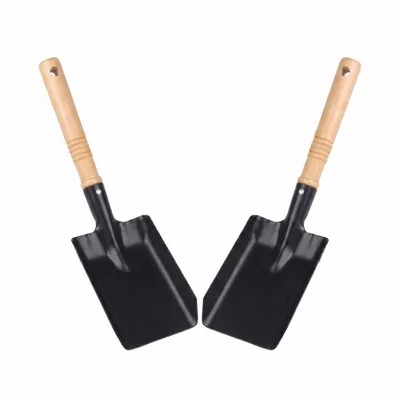 Immagine prodotto di 2 pale per carbone da barbecue, 37 cm, con manico in legno. Pala robusta in lamiera d'acciaio. Pala per cenere, pala per braci, pala in metallo
